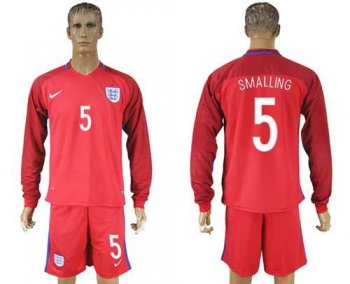 England #5 Smalling Away Long Sleeves Soccer Country Jersey