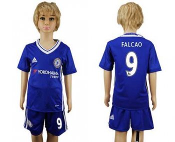 Chelsea #9 Falcao Blue Home Kid Soccer Club Jersey