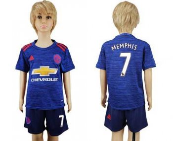 Manchester United #7 Memphis Away Kid Soccer Club Jersey