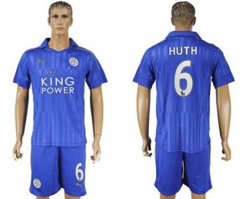 Leicester City #6 Huth Home Soccer Club Jersey