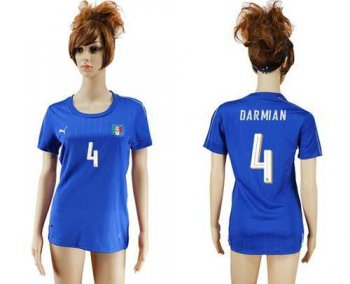 Women's Italy #4 Darmian Home Soccer Country Jersey