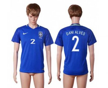 Brazil #2 Dani Alves Away Soccer Country Jersey