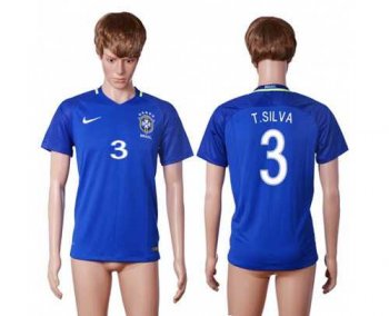 Brazil #3 T.Silva Away Soccer Country Jersey