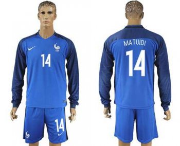 France #14 Matuidi Home Long Sleeves Soccer Country Jersey