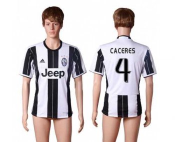 Juventus #4 Caceres Home Soccer Club Jersey