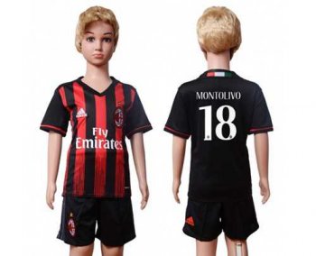 AC Milan #18 Montolivo Home Kid Soccer Club Jersey