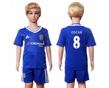 Chelsea #8 Oscar Blue Home Kid Soccer Club Jersey