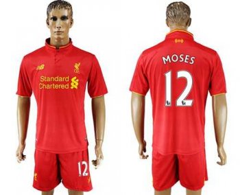 Liverpool #12 Moses Red Home Soccer Club Jersey