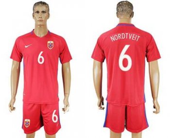 Norway #6 Nordtveit Home Soccer Country Jersey