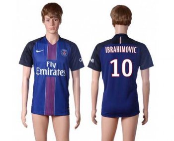 Paris Saint-Germain #10 Ibrahimovic Home Soccer Club Jersey