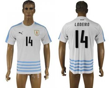 Uruguay #14 Lodeiro Away Soccer Country Jersey