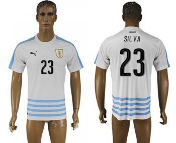 Uruguay #23 Silva Away Soccer Country Jersey