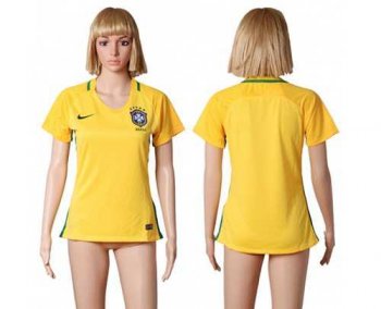 Women's Brazil Blank Home Soccer Country Jersey