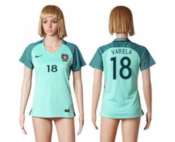 Women's Portugal #18 Varela Away Soccer Country Jersey