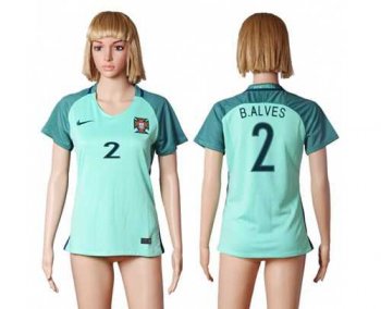 Women's Portugal #2 B.Alves Away Soccer Country Jersey