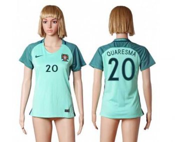 Women's Portugal #20 Quaresma Away Soccer Country Jersey