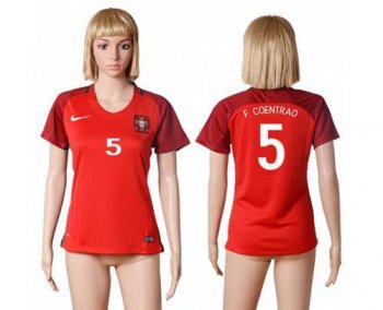 Women's Portugal #5 F.Coentrao Home Soccer Country Jersey