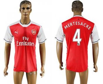 Arsenal #4 Mertesacke Home Soccer Club Jersey