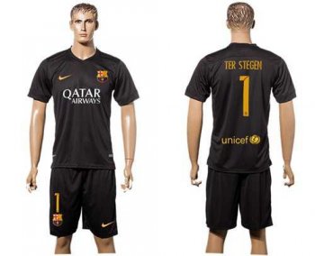 Barcelona #1 Ter Stegen Black Soccer Club Jersey