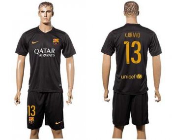 Barcelona #13 C.Bravo Black Soccer Club Jersey