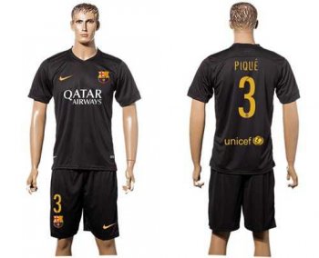 Barcelona #3 Pique Black Soccer Club Jersey