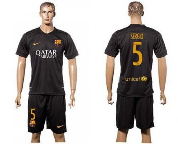 Barcelona #5 Sergio Black Soccer Club Jersey