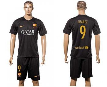 Barcelona #9 Suarez Black Soccer Club Jersey