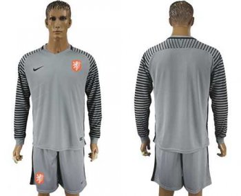 Holland Blank Grey Goalkeeper Long Sleeves Soccer Country Jersey