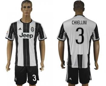 Juventus #3 Chiellini Home Soccer Club Jersey