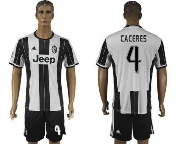 Juventus #4 Caceres Home Soccer Club Jersey