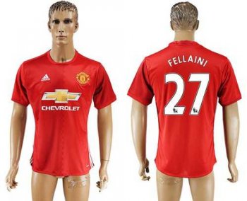 Manchester United #27 Fellaini Red Home Soccer Club Jersey