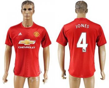 Manchester United #4 Jones Red Home Soccer Club Jersey