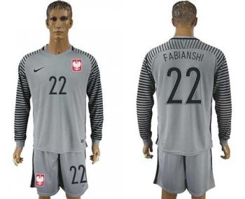 Poland #22 Fabianshi Grey Goalkeeper Long Sleeves Soccer Country Jersey