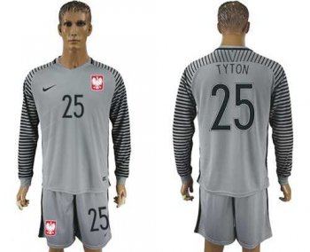 Poland #25 Tyton Grey Goalkeeper Long Sleeves Soccer Country Jersey