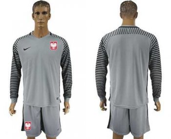 Poland Blank Grey Goalkeeper Long Sleeves Soccer Country Jersey