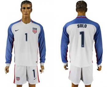 USA #1 Solo Home Long Sleeves Soccer Country Jersey