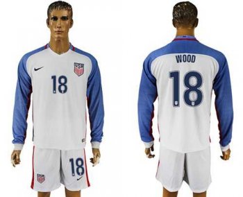 USA #18 Wood Home Long Sleeves Soccer Country Jersey