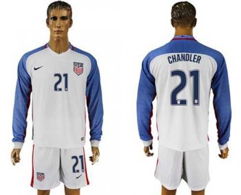 USA #21 Chandler Home Long Sleeves Soccer Country Jersey