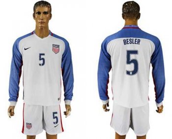 USA #5 Besler Home Long Sleeves Soccer Country Jersey