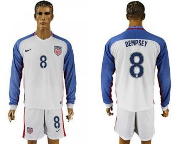 USA #8 Dempsey Home Long Sleeves Soccer Country Jersey