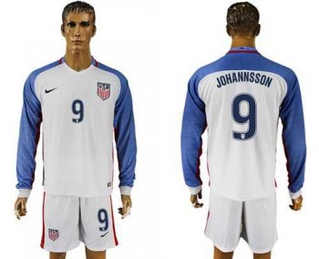 USA #9 Johannsson Home Long Sleeves Soccer Country Jersey