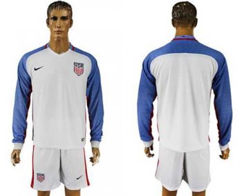 USA Blank Home Long Sleeves Soccer Country Jersey