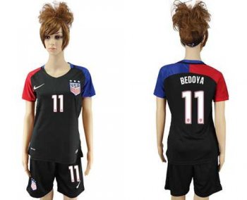 Women's USA #11 Bedoya Away Soccer Country Jersey