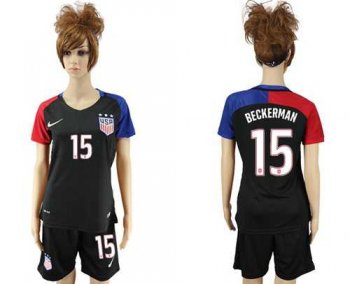 Women's USA #15 Beckerman Away Soccer Country Jersey