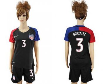 Women's USA #3 Gonzalez Away Soccer Country Jersey