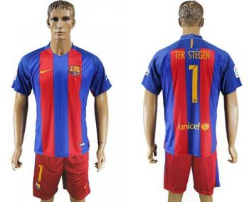 Barcelona #1 Ter Stegen Home Soccer Club Jersey