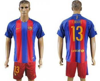 Barcelona #13 C.Bravo Home Soccer Club Jersey