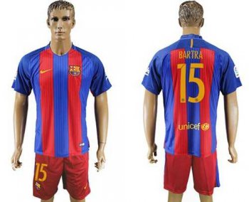 Barcelona #15 Bartra Home Soccer Club Jersey