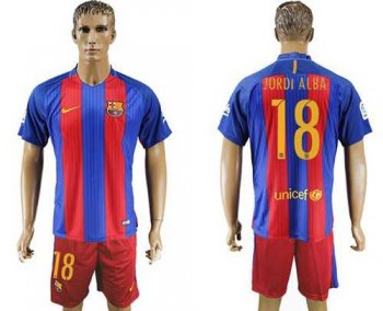 Barcelona #18 Jordi Alba Home Soccer Club Jersey