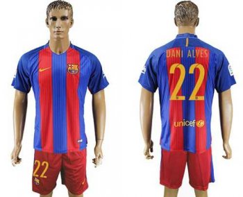 Barcelona #22 Dani Alves Home Soccer Club Jersey